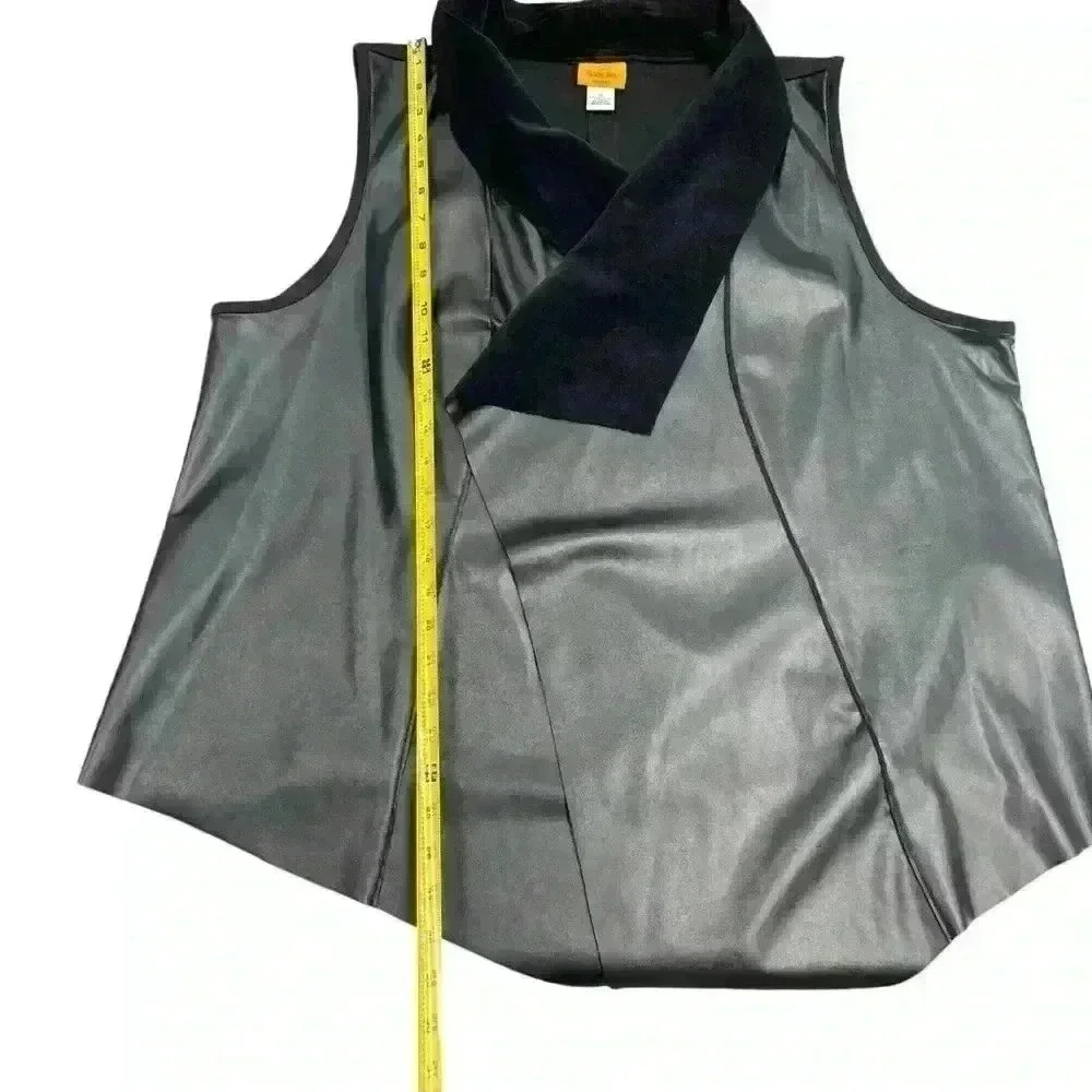 WOMENS RUBY RED FAUX LEATHER Velvet Velour SLEEVELESS VEST JACKET SZ 1X